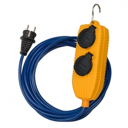 BRENNENSTUHL 1169204010 Przedłużacz Powerblock 5m 1.5mm IP54 kabel niebieski z metalowym hakiem 4 gniazdka