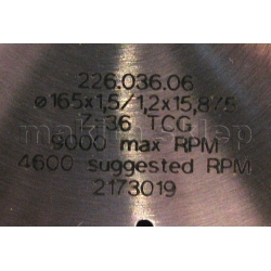 CMT 226.036.06 Piła do cięcia stali do ​​metalu 165x15,87mm 36T ​​materiały żelazne, stal konstrukcyjna 22603606 (22603606)