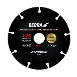 DEDRA HR1002 tarcza 125x22,2mm do cięcia drewna, tworzyw sztucznych z nasypem z wolframu