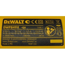 DWP849X-QS polerka 180 mm 1250W 0-600/3500 obr/min DeWALT (jak MAKITA 9227 dla lakierników do lakieru drewna metalu naturalnego kamienia)