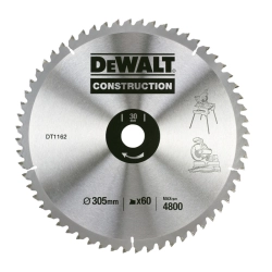 DeWALT DT1162 tarcza do drewna "CONSTUCTION" 305x30mm 60Z do piły ukosowej ukośnicy LS1216, LS1214, DWS780, D27113