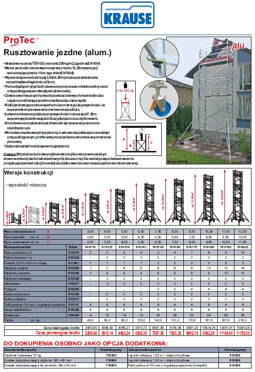 Rusztowania jezdne ProTec KRAUSE aluminiowe (Kliknij w zdjęcie aby otworzyć dokument pdf.)