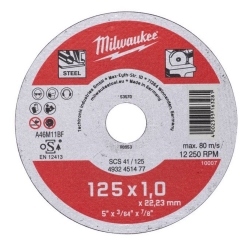 MILWAUKEE cienkie tarcza do cięcia metalu i stali CONTRACTOR 125x1mm 10 sztuk (4932451477)