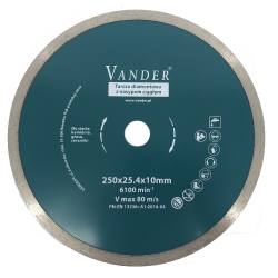 VANDER V25010 Tarcza diamentowa 250x25,4mm do cięcia glazury gresu klinkieru terakoty ceramiki na mokro i sucho